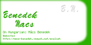 benedek macs business card