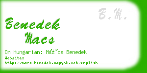 benedek macs business card